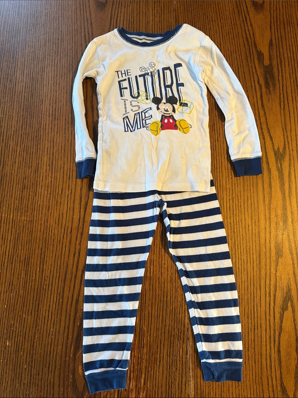 Disney Mickey Mouse Navy & White Striped Kids Pajama Set